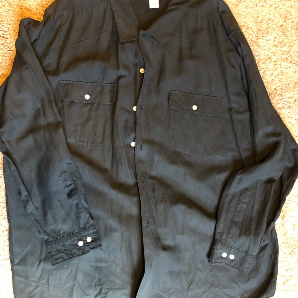 Men 50% Silk Button Dress Shirt